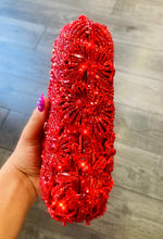 Load image into Gallery viewer, Red Rhinestone Satin Evening Bag