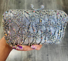 Load image into Gallery viewer, Silver Evening Bag in AB Crystals