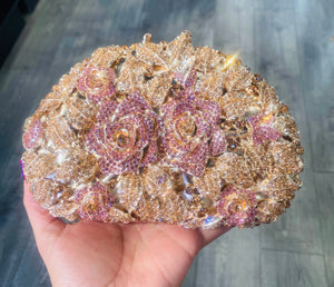 Rosegold Rhinestone Clutch