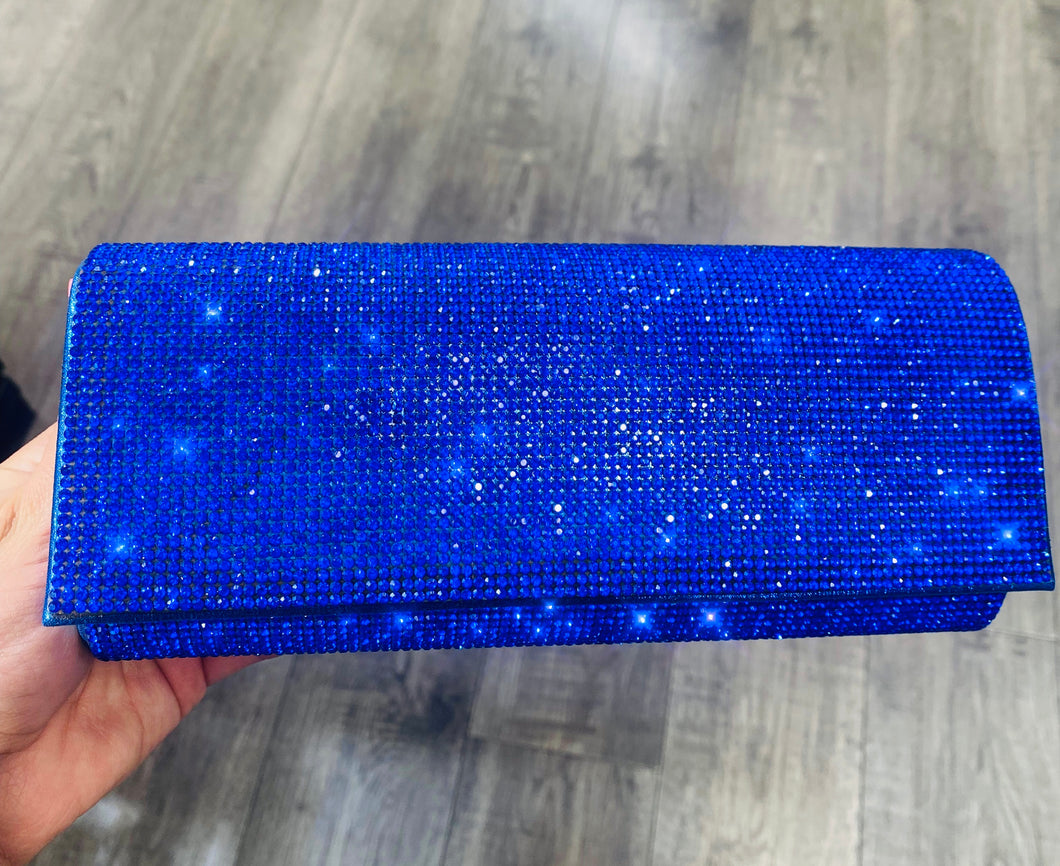 Blue Rhinestone Clutch