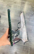 Load image into Gallery viewer, Gun Shaped Clutch in Green Rhinestones