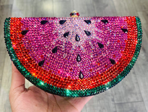 Pink & Red Watermelon Rhinestone Clutch