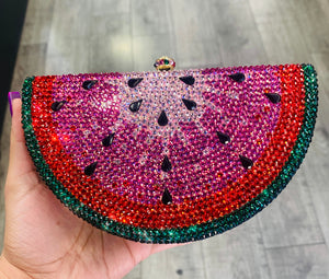 Pink & Red Watermelon Rhinestone Clutch