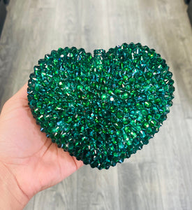 Green Heart Rhinestone Clutch