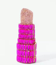 Load image into Gallery viewer, Pink Lipstick Crystal Clutch