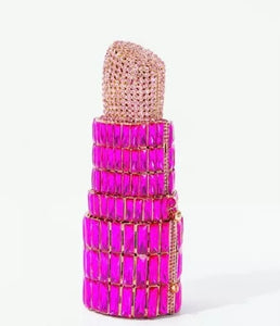 Pink Lipstick Crystal Clutch