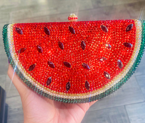 Red Watermelon Rhinestone Clutch