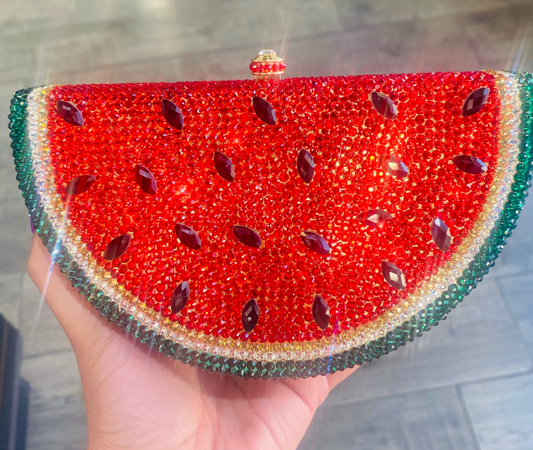 Red Watermelon Rhinestone Clutch